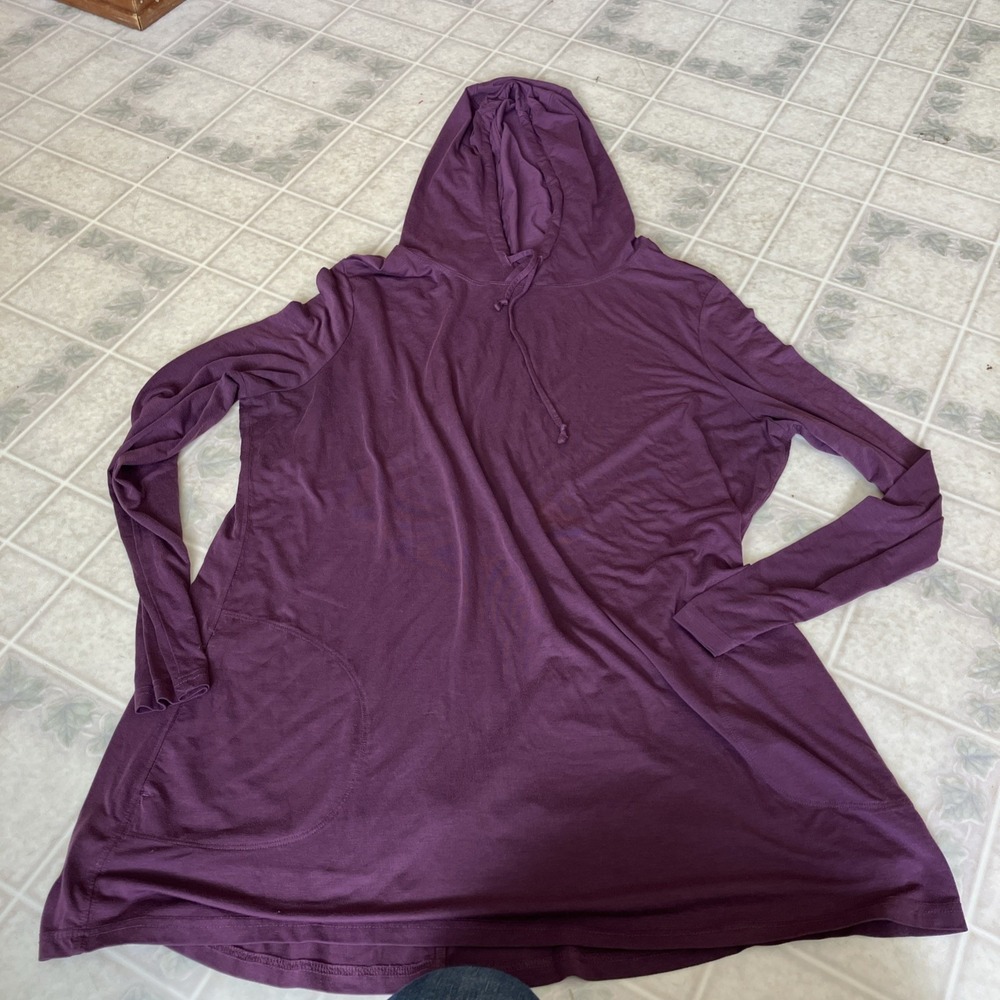 Duluth Trading Co Dry and Mighty Merino Wool Hoodie XL Eggplant Purple Tunic